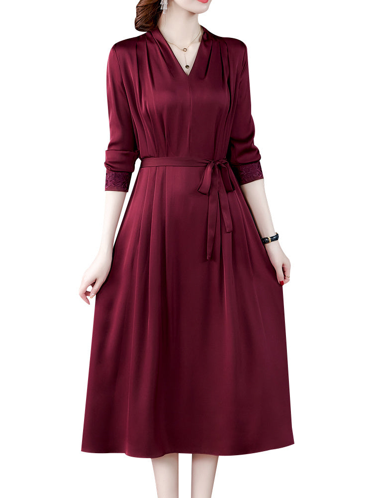 Heavy Silk Long-sleeved Dress Silk Spring Dress