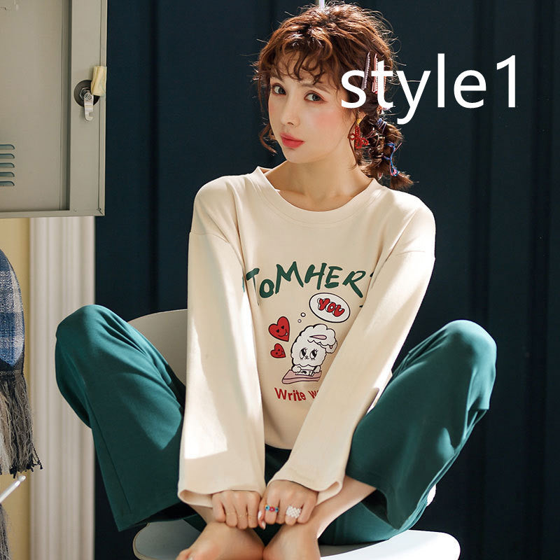 Milk Silk Cartoon Long-sleeved Trousers Ladies Home Service Suit