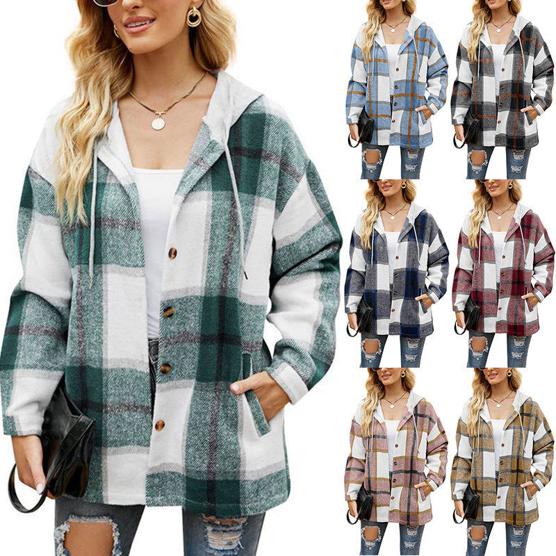 PlaidEase Hooded Coat Shirt