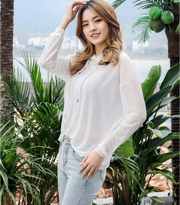 Ultra-thin Short Thin All-match Shirt Long-sleeved Ice Silk Clothing