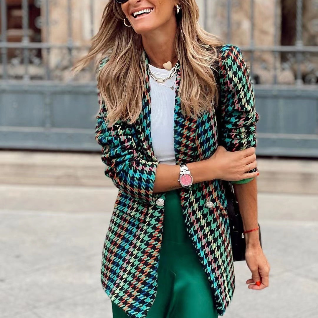 Houndstooth Elegance Blazer