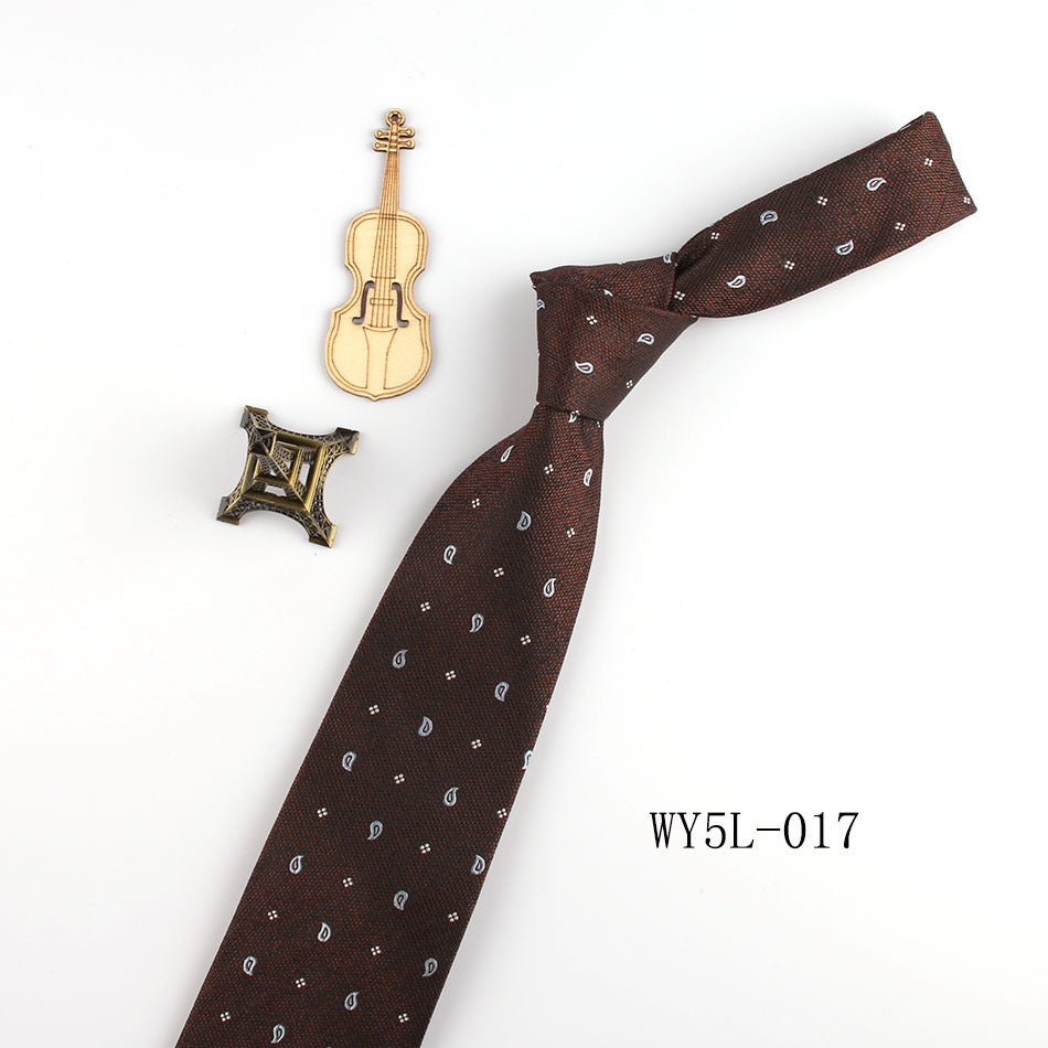 Business Clothing Tie Factory Wholesale Men's Trendy Striped Jacquard Polyester Silk Tie Work Workplace Amazon