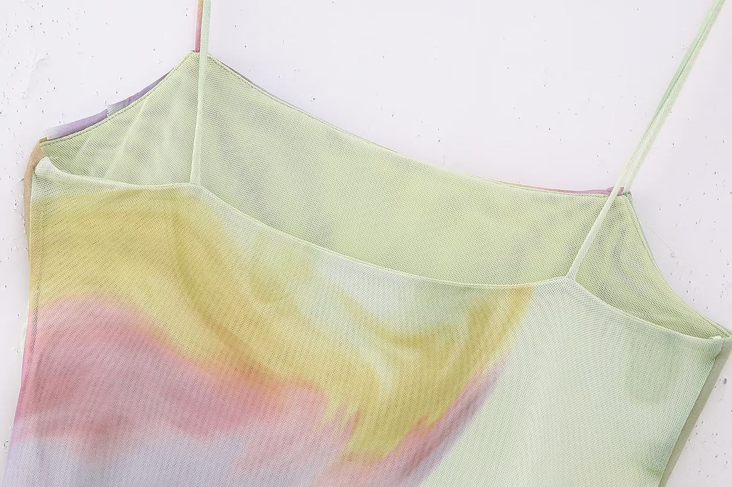 Laminated Decoration Printed Silk Net Dress