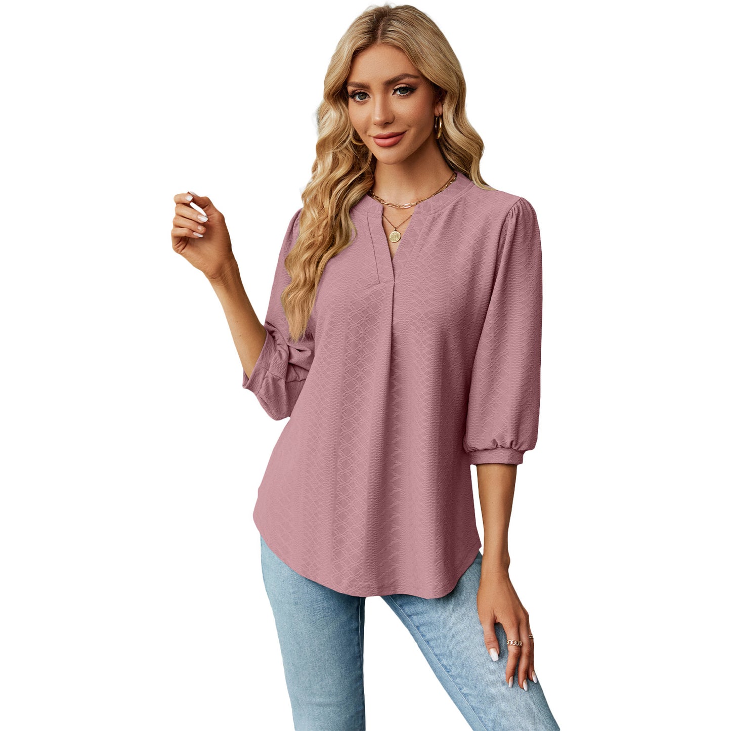 Velmira Jacquard Pleat Top
