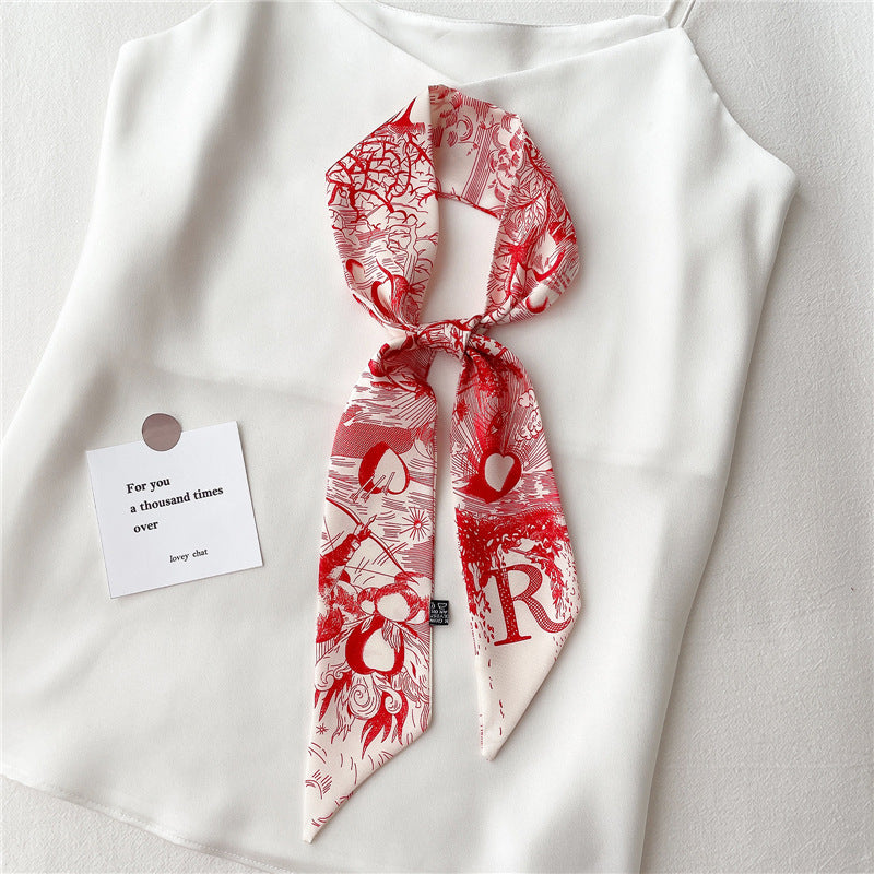 Women's Fashion Creative Letters Silk Scarf