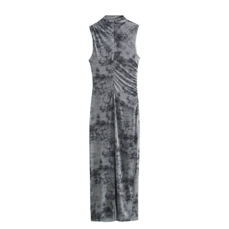 European And American Style Silk Net Printed Dress