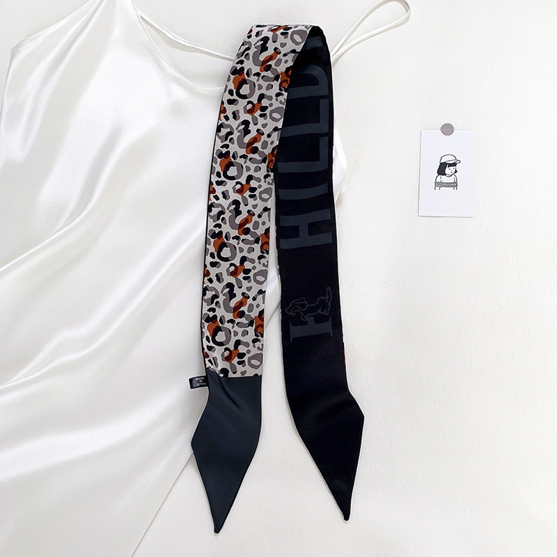 Double-sided Small Streamer Women Long Silk Scarf