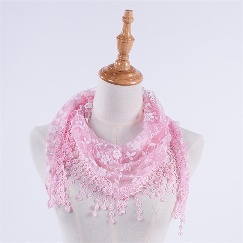 Fashion Hollow Lace Rose Burnt Triangle Silk Scarf