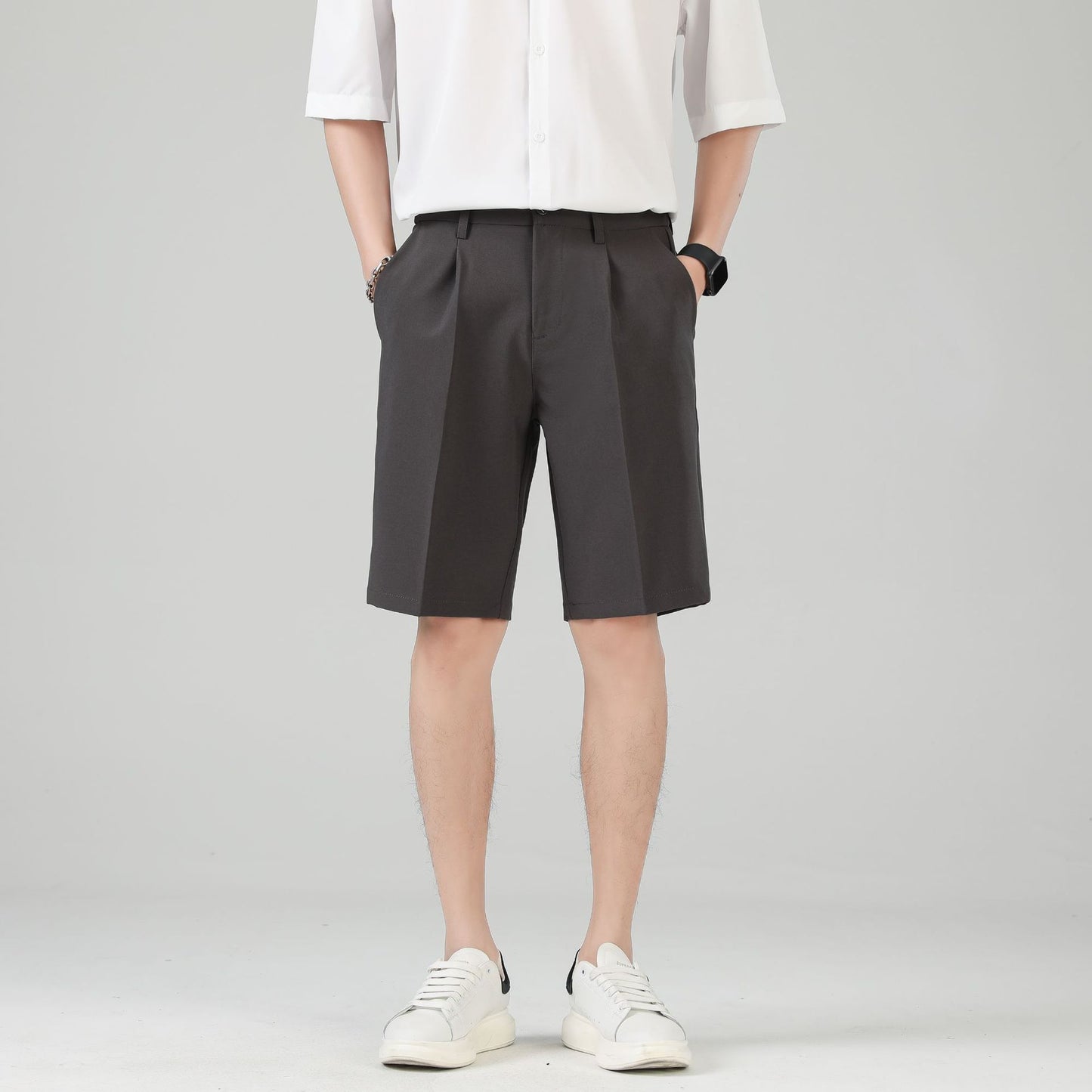 Fashion Summer Ice Silk Suit Shorts Men