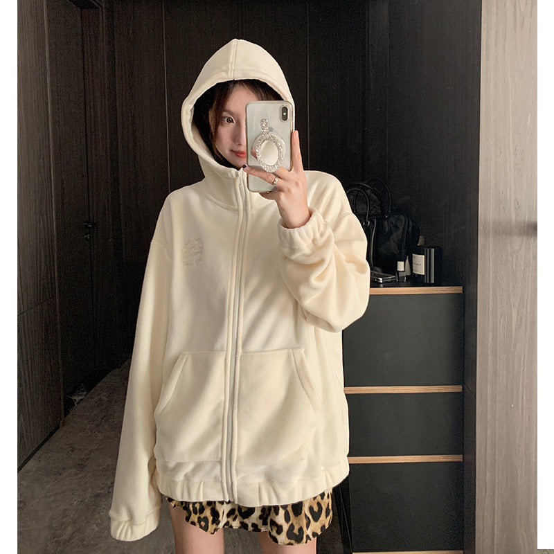 EmbroiWarm Hooded Fleece Coat