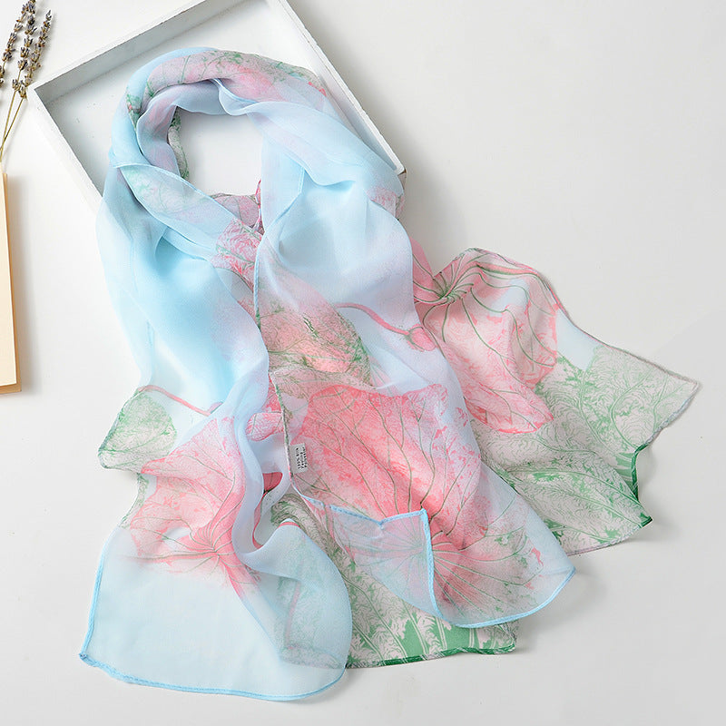Summer Sunscreen Simulation Silk Beach Towel All-match Scarf