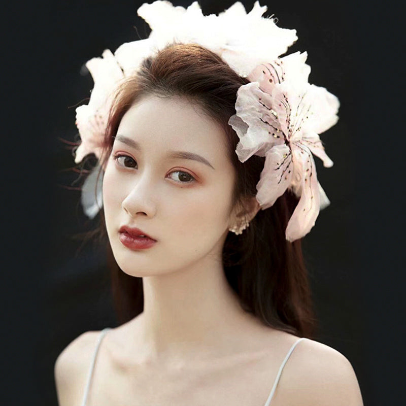 Handmade Silk Yarn Flower Headdress Bride