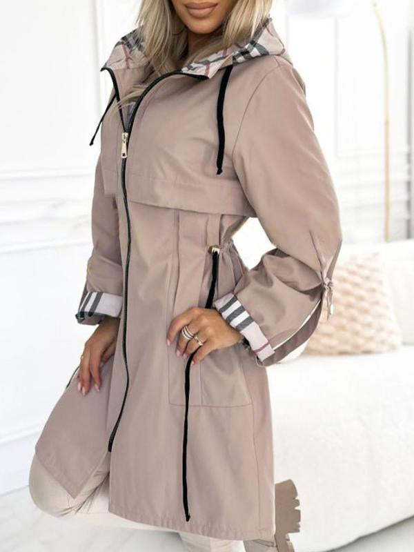 EuroChic Hooded Plaid Coat