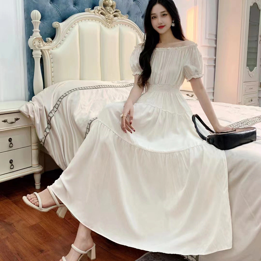 Off-neck Cotton Silk French Dress