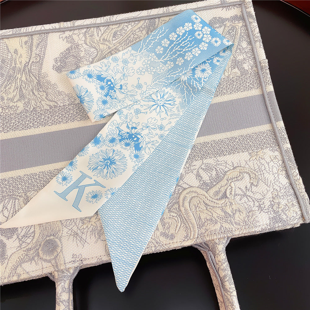 26 Letters Retro Ethnic Bag Silk Scarf