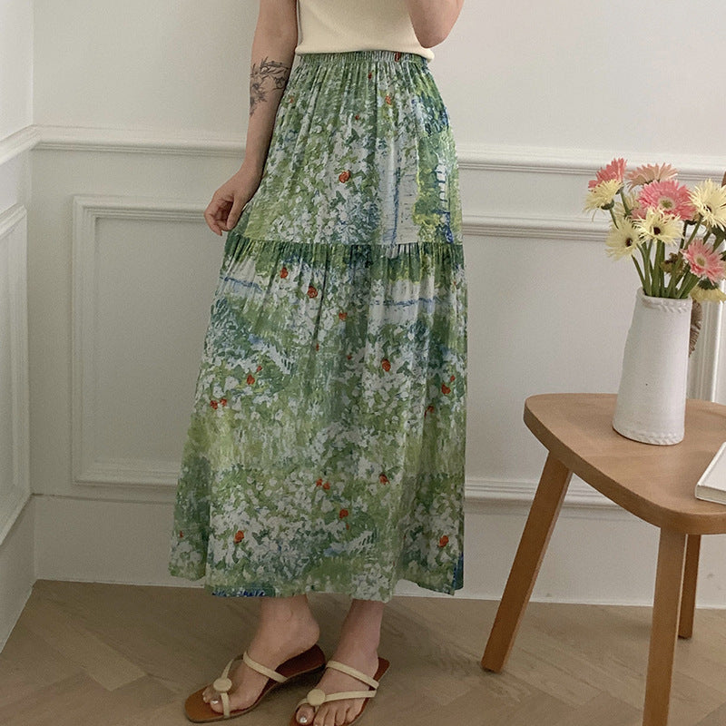 Women's Fashion Elegant Floral Cotton Silk Home Dress