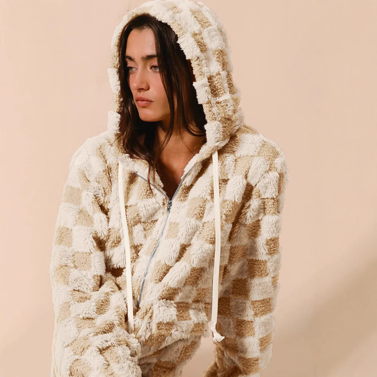 CozyPlaid Zip Hoodie