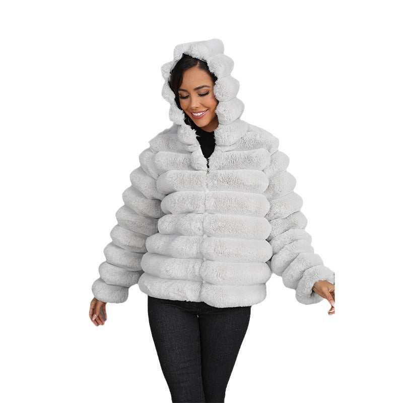 FauxFur Stride Hooded Jacket