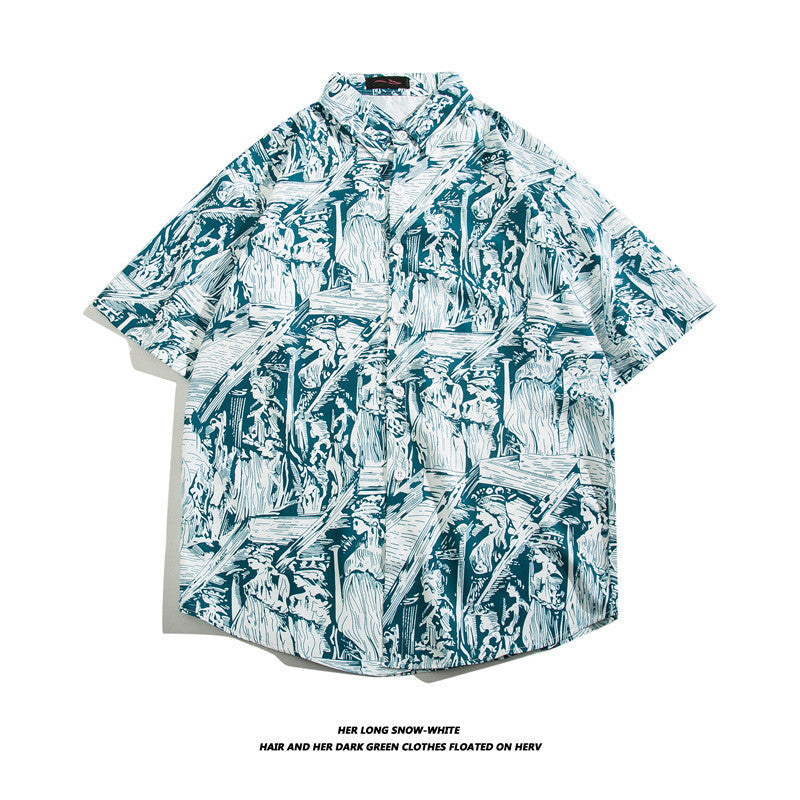 Hawaiian Ice Silk Short Sleeve Shirt Men