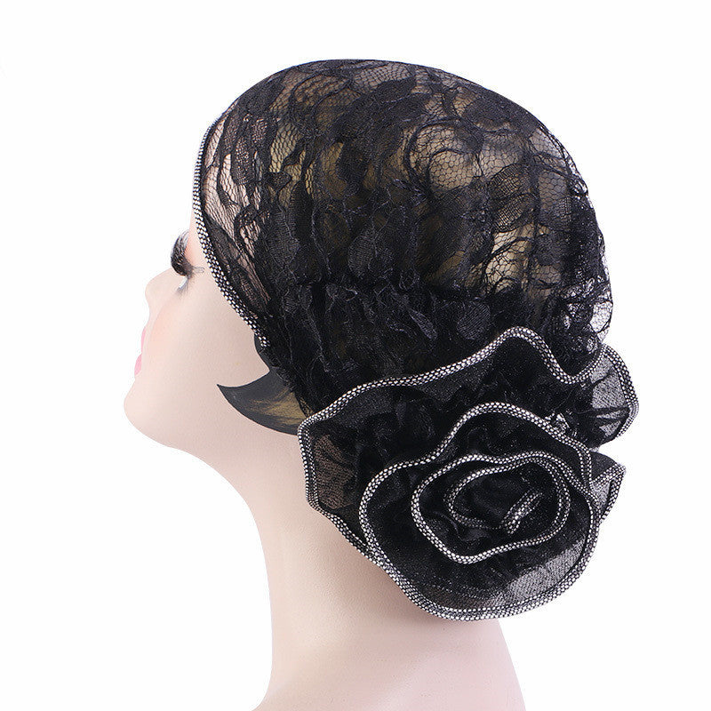 Breathable Bright Silk Lace Big Flower Tam-o'-shanter