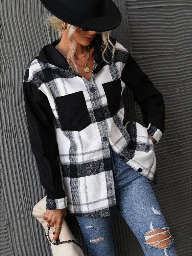 PlaidHaven Hooded Drape Coat