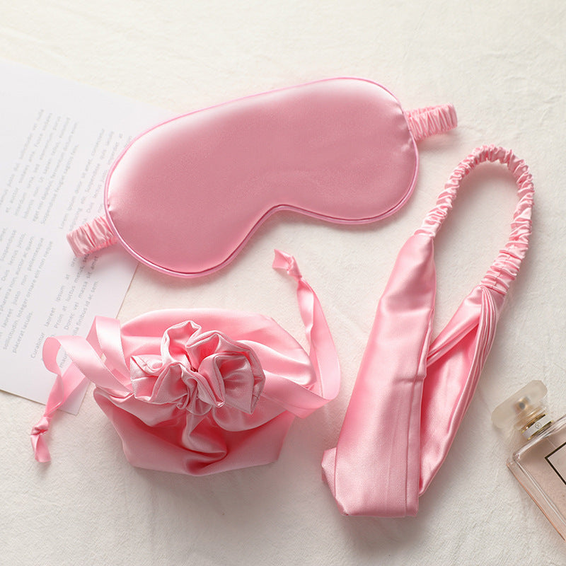 Three-piece Silk Eye Mask Headband Cloth Bag