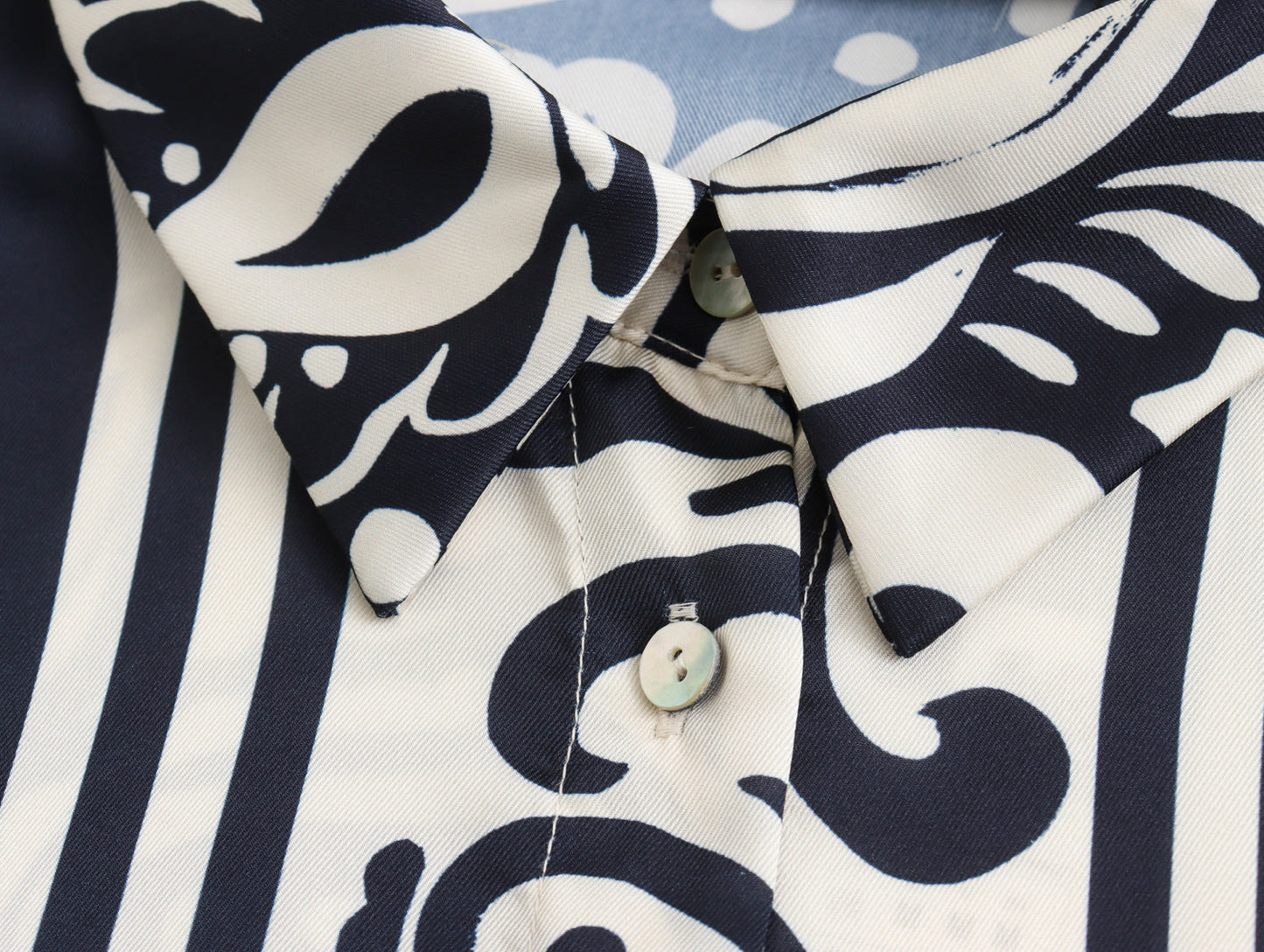 Style Printed Silk Satin Texture Casual Shirt