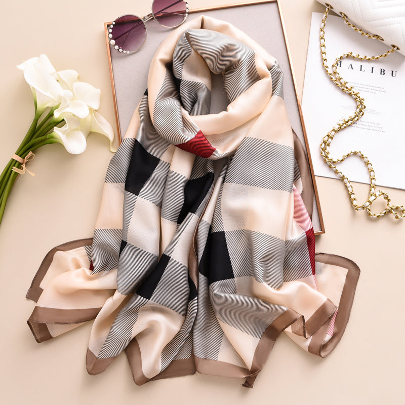 Fashionable Women's Simple Printed Thin Silk Scarf