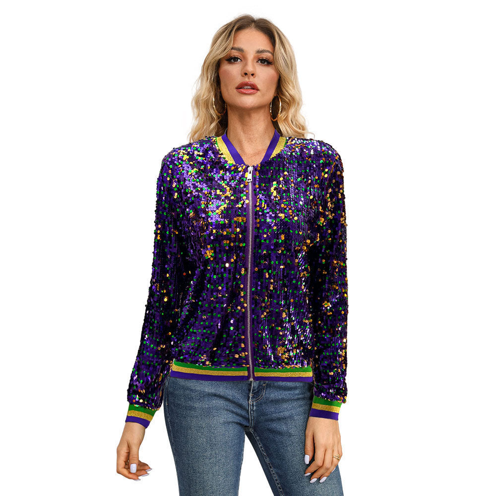 GlamLeague Sequin Baseball Jacket