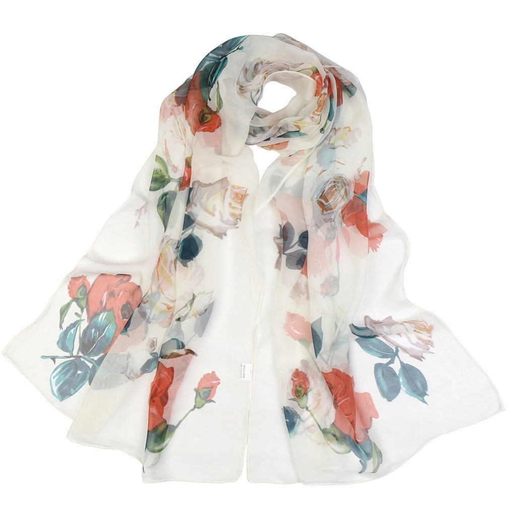 Summer Lotus Pond Moonlight Thin Silk Scarf