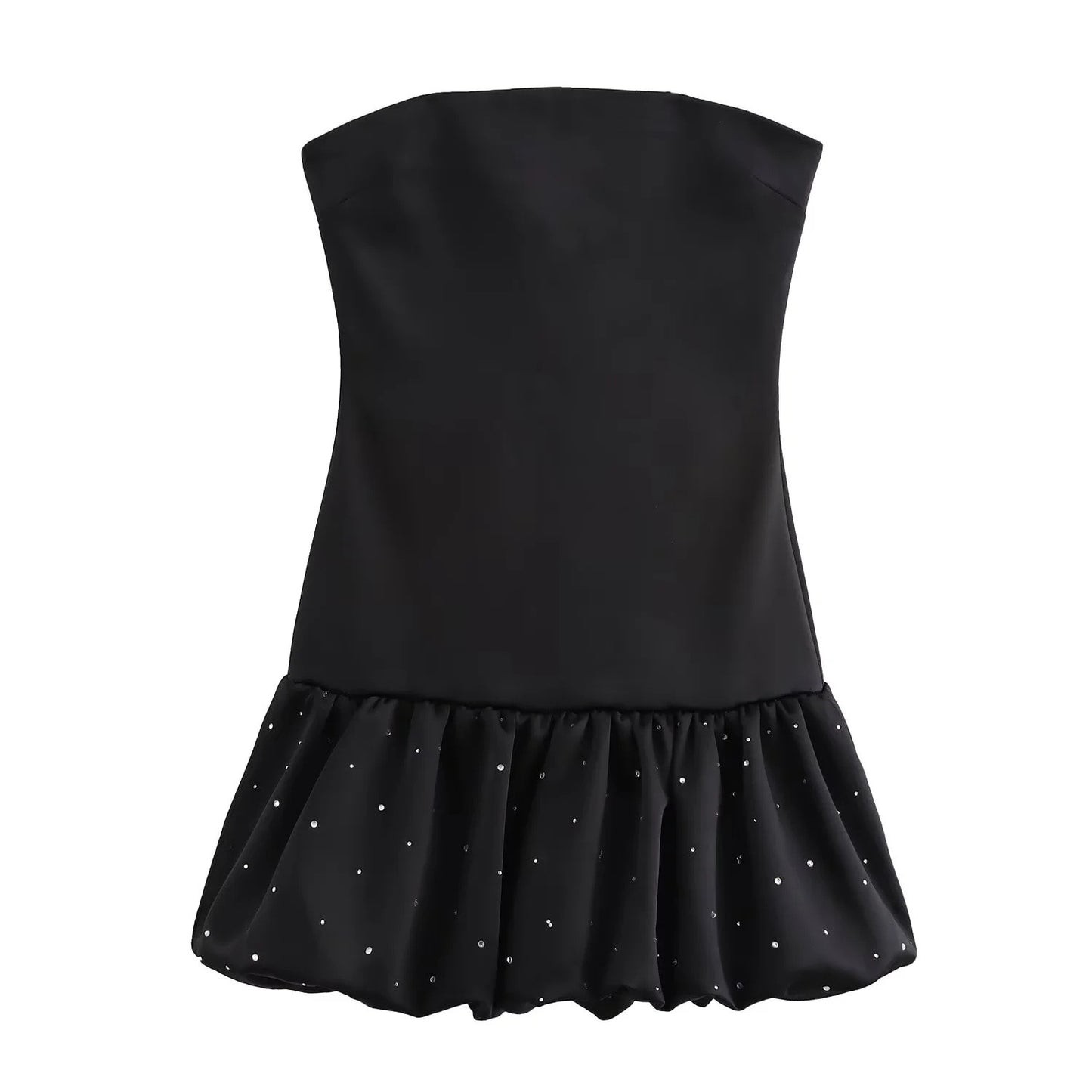Women's Fashion Rhinestone Silk Satin Dress