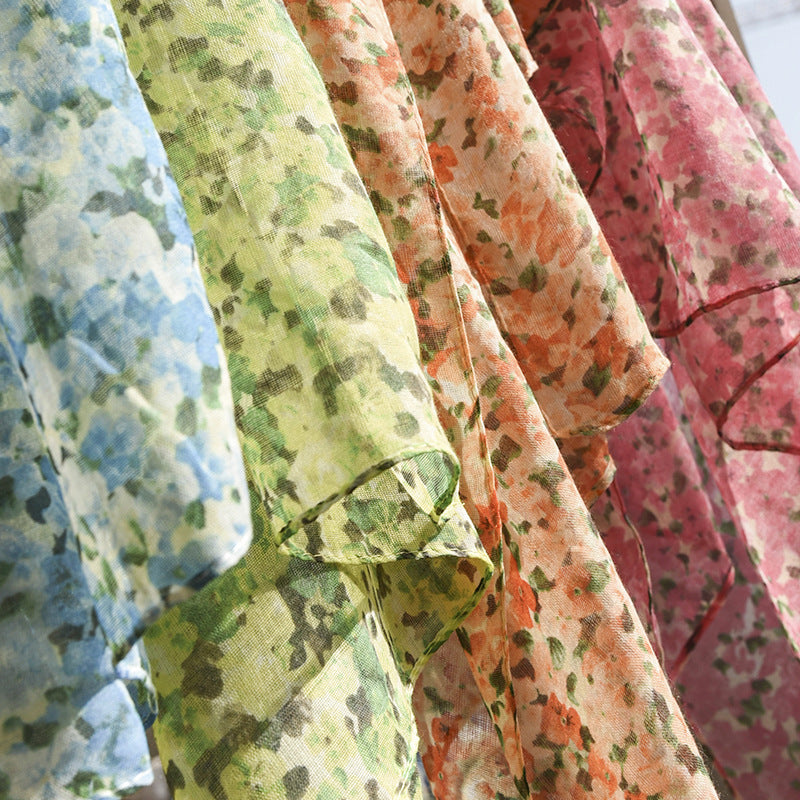 Classic Floral Silk Scarf Imitated Silk Scarves Fashion Casual Shawl Outdoor