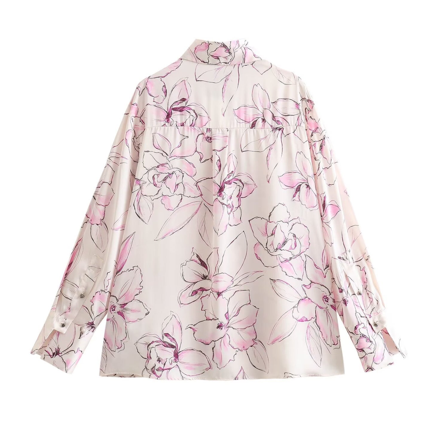 Women's Fashionable Printed Silk Satin Textured Shirt