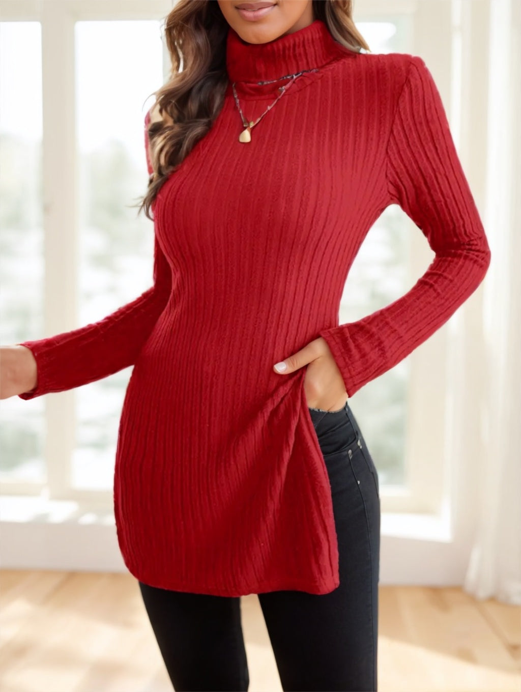 Seraphine Ribbed High-Neck Sweater