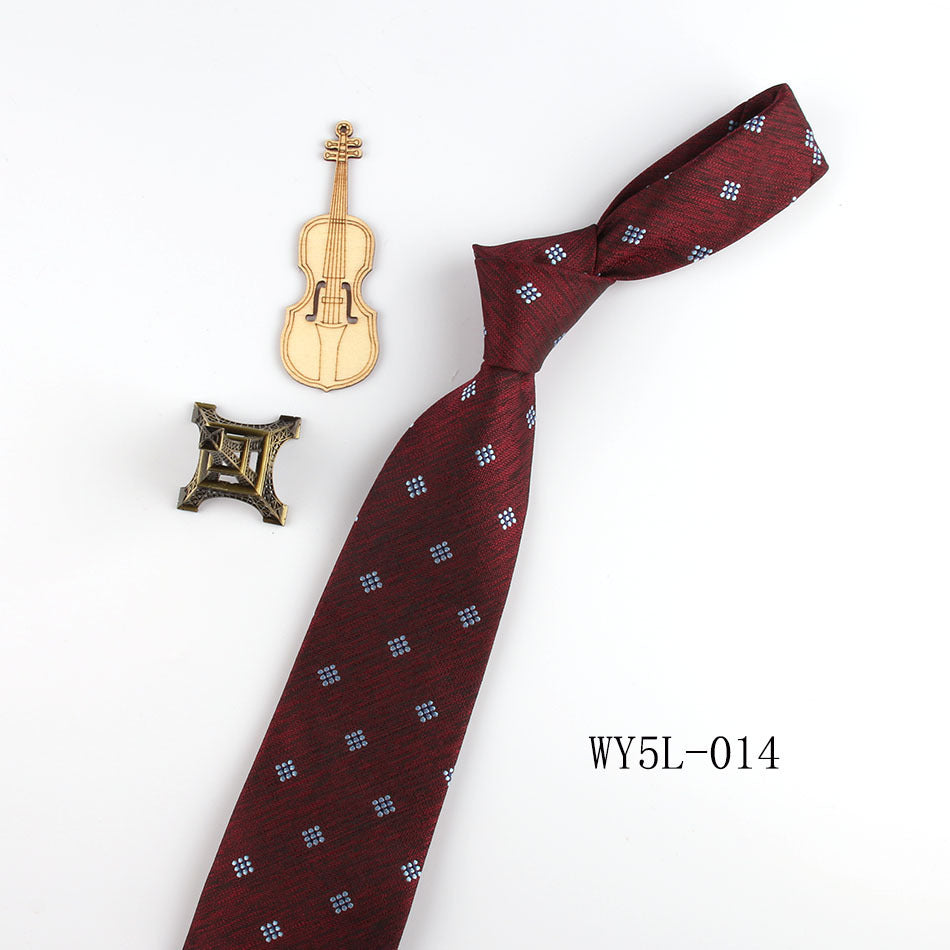 Business Clothing Tie Factory Wholesale Men's Trendy Striped Jacquard Polyester Silk Tie Work Workplace Amazon