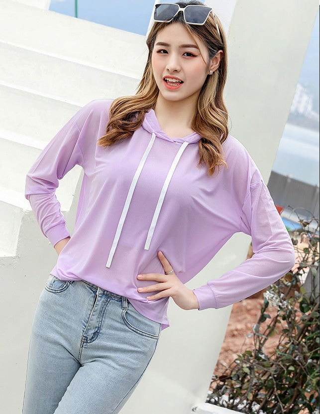 Ultra-thin Short Thin All-match Shirt Long-sleeved Ice Silk Clothing