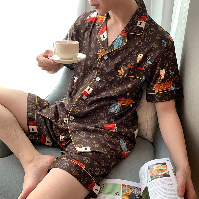 Summer Thin Short - Sleeved Imitation Silk Home Clothes