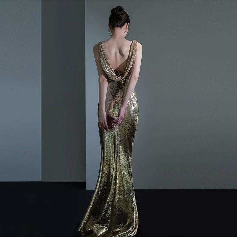 Siren Dusk – Sequin Backless Fishtail Gown