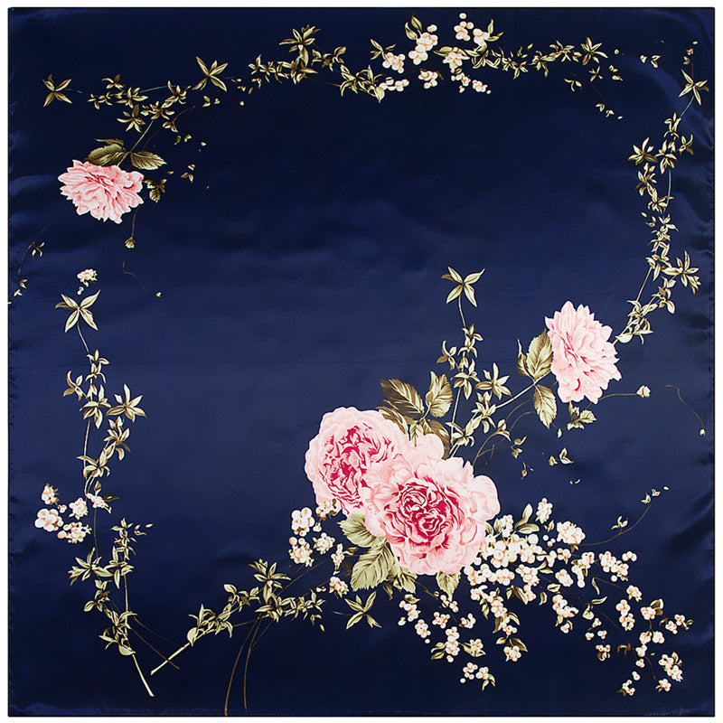 Ladies Floral Love Flower Silk Scarf