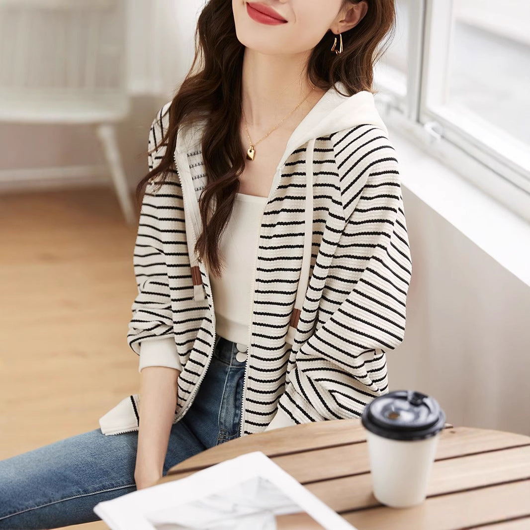 LineaEase™ Striped Hoodie Coat