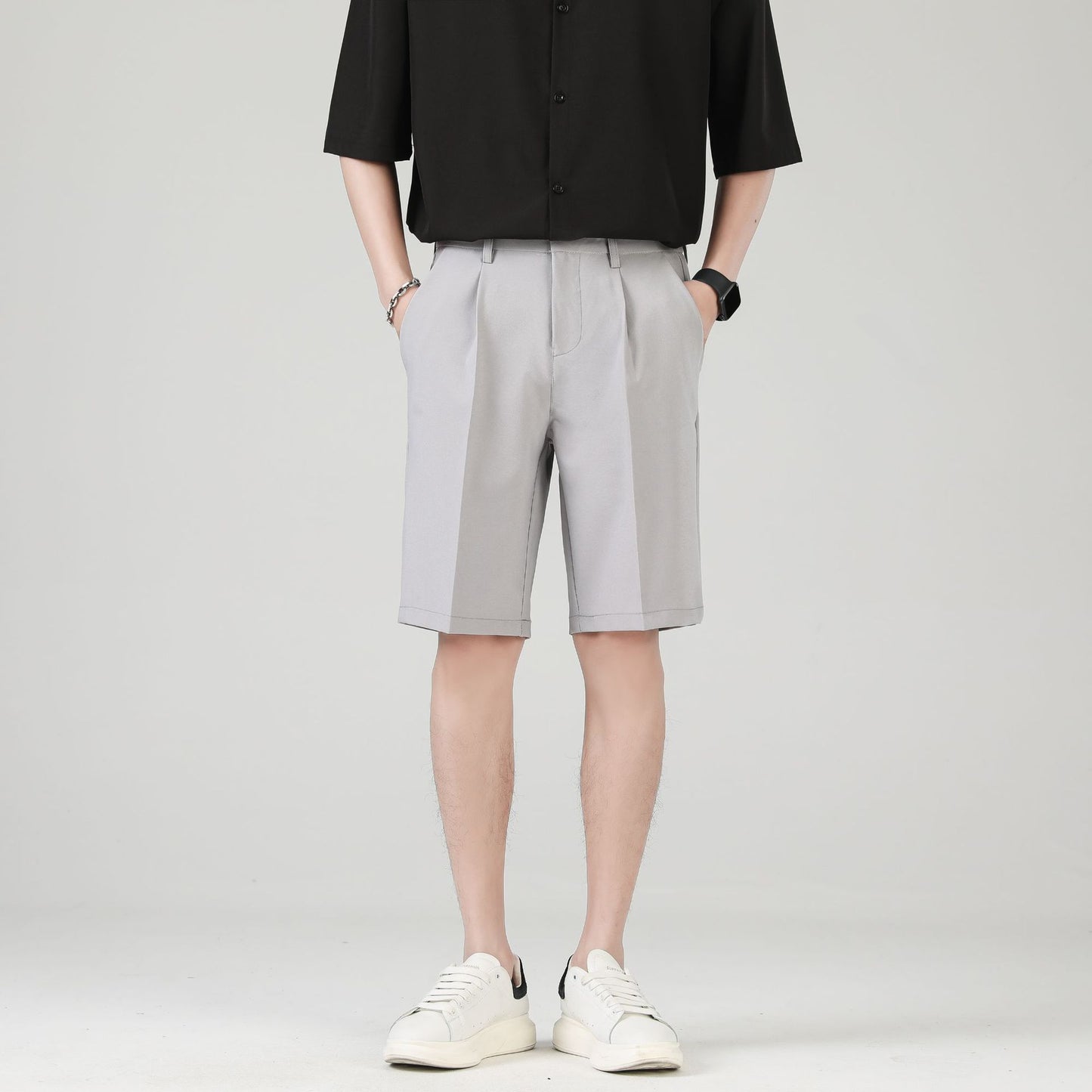 Fashion Summer Ice Silk Suit Shorts Men