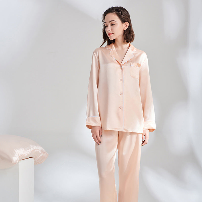 Ladies Long Sleeve Silk Home Pajamas Set