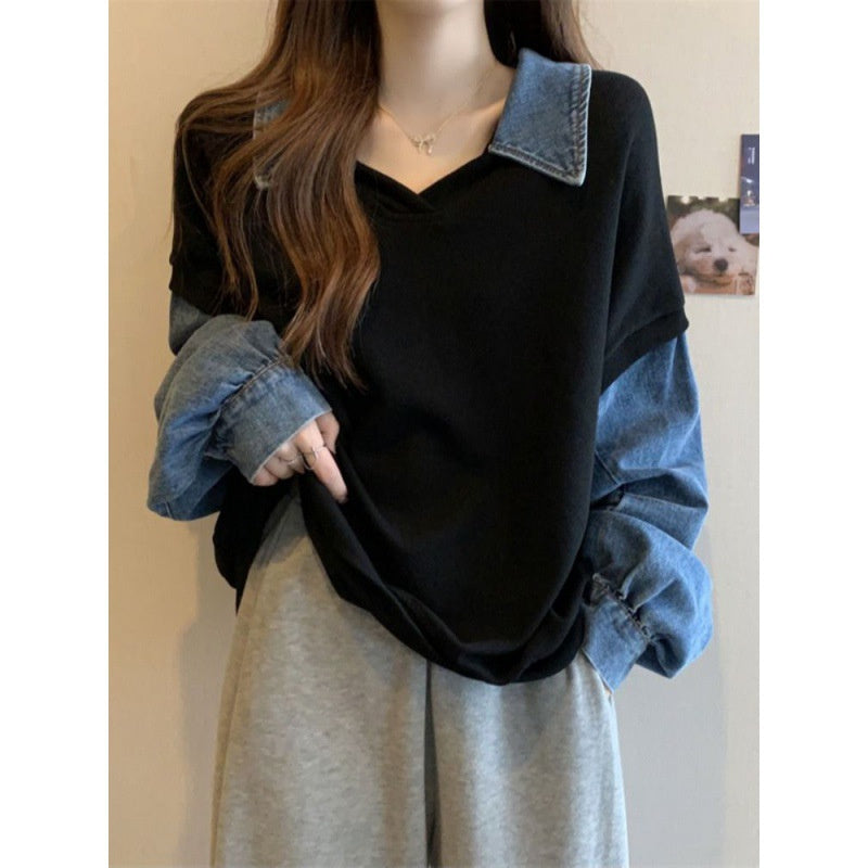 Denim Illusion Elegance Sweater