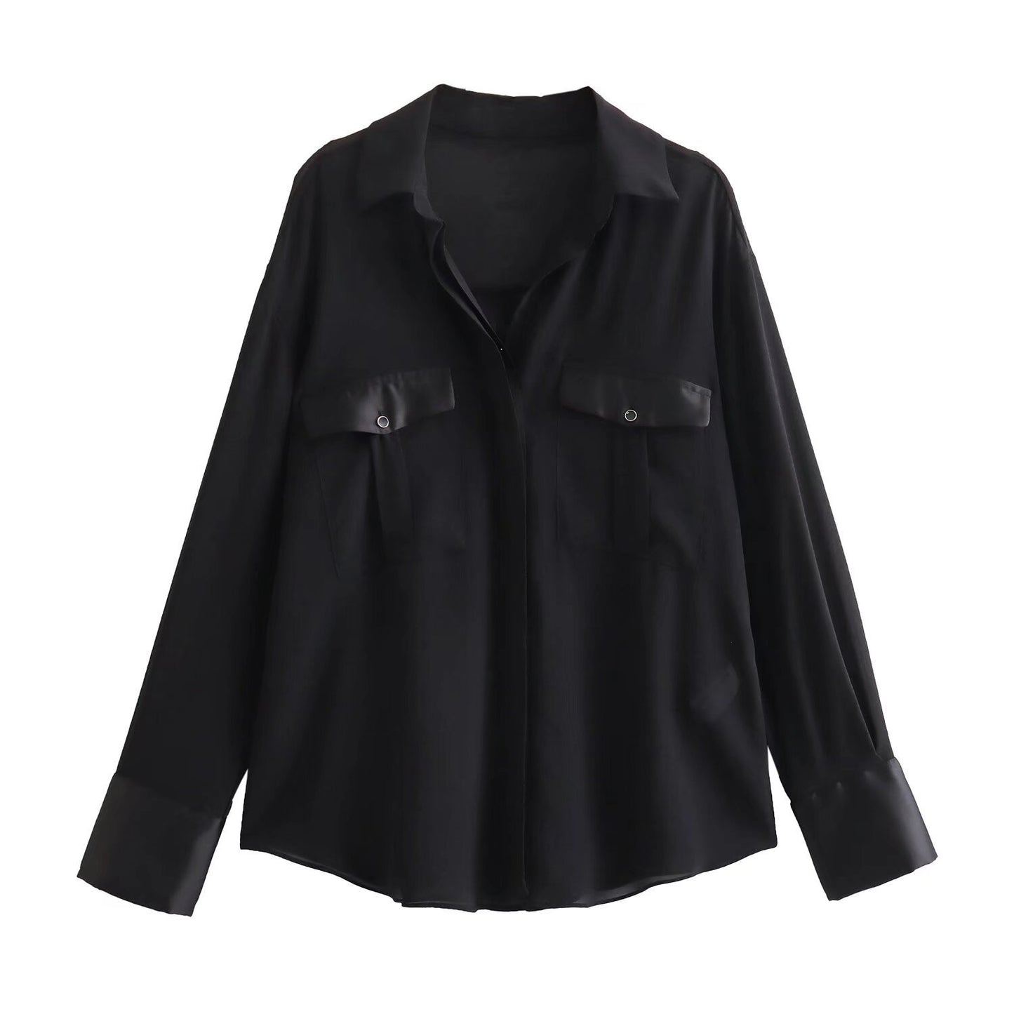 Women's Fashionable All-match Silk Satin Crepe Shirt