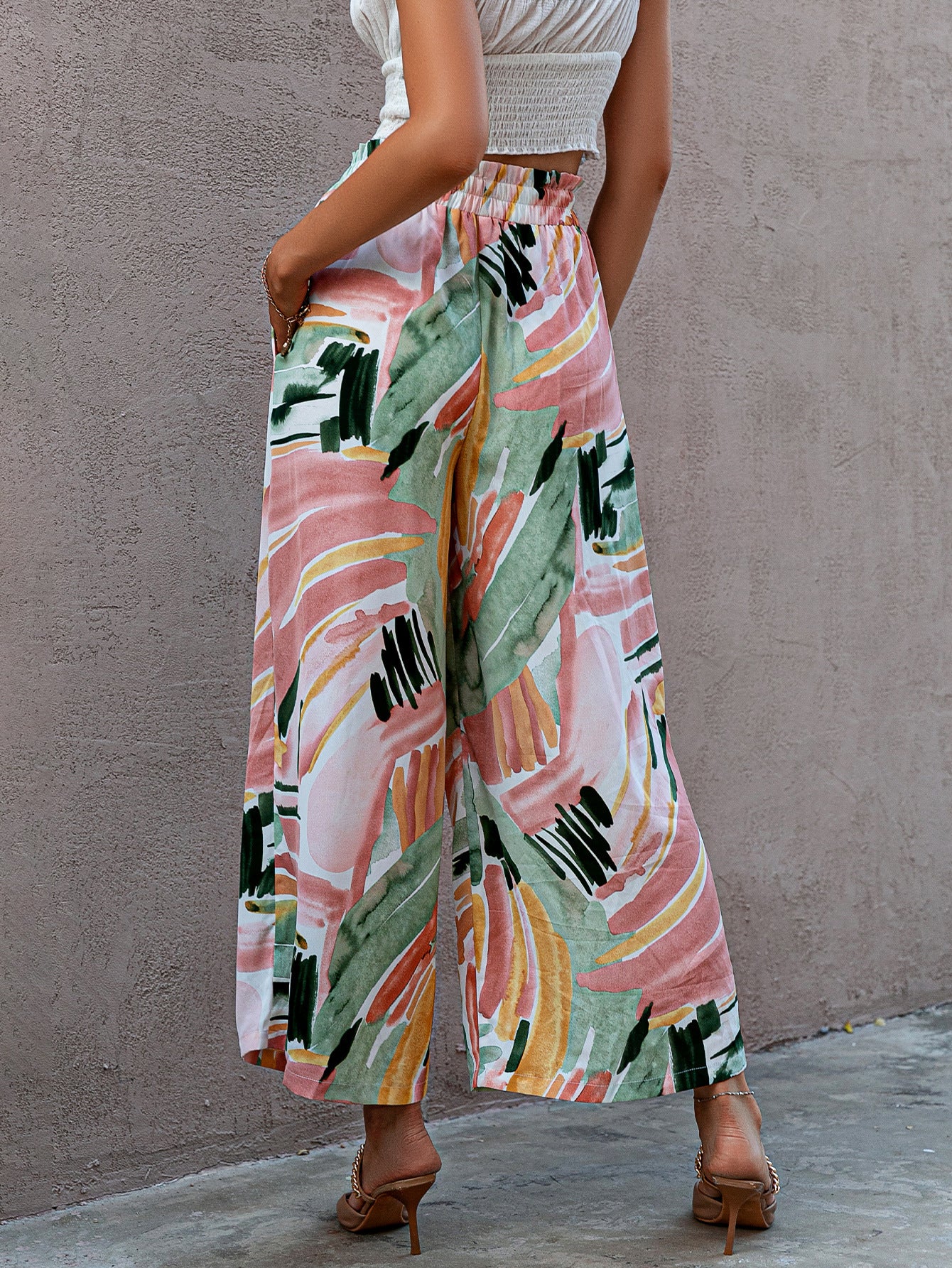 Milk Silk Wide-leg Pants Green Trousers