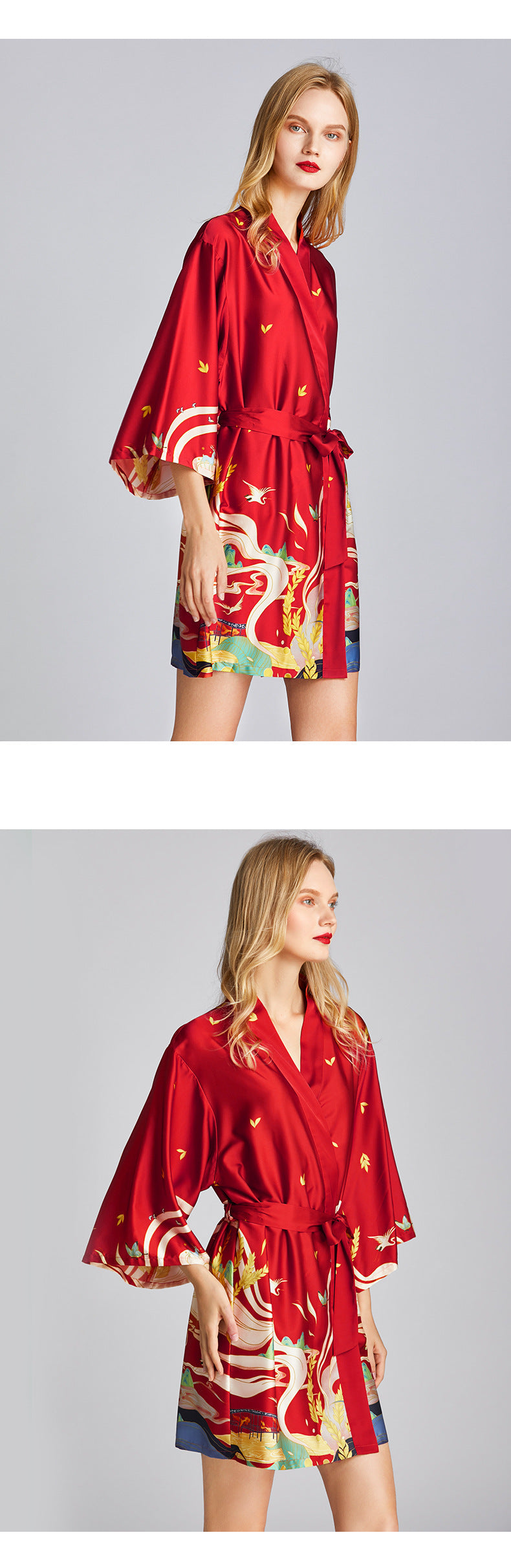 Silk Nightgown Plus Size Printed Loose Homewear