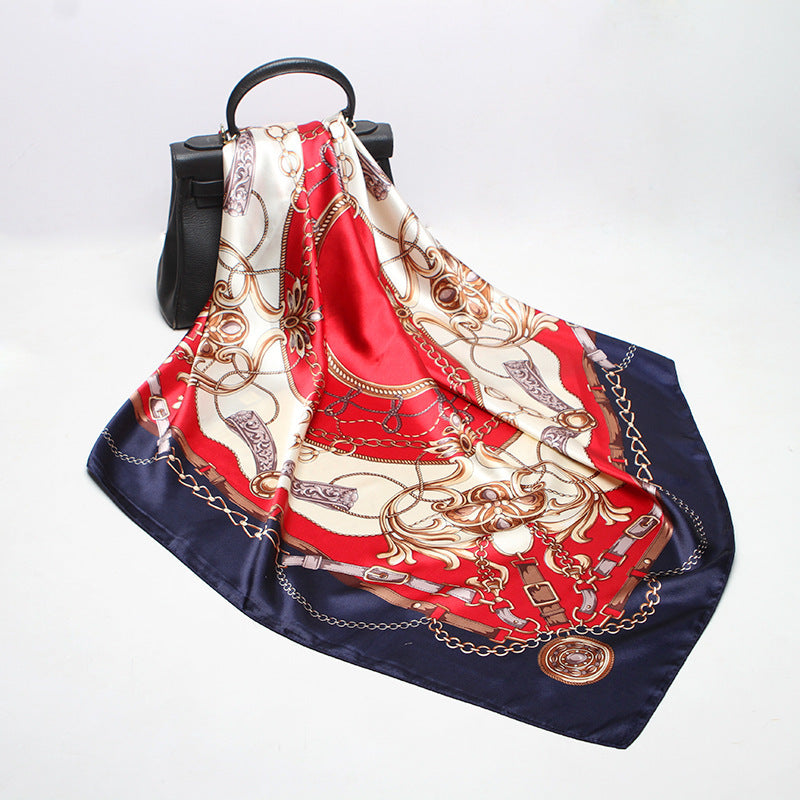 Fashion Retro Women's Printed Silk Square Scarf