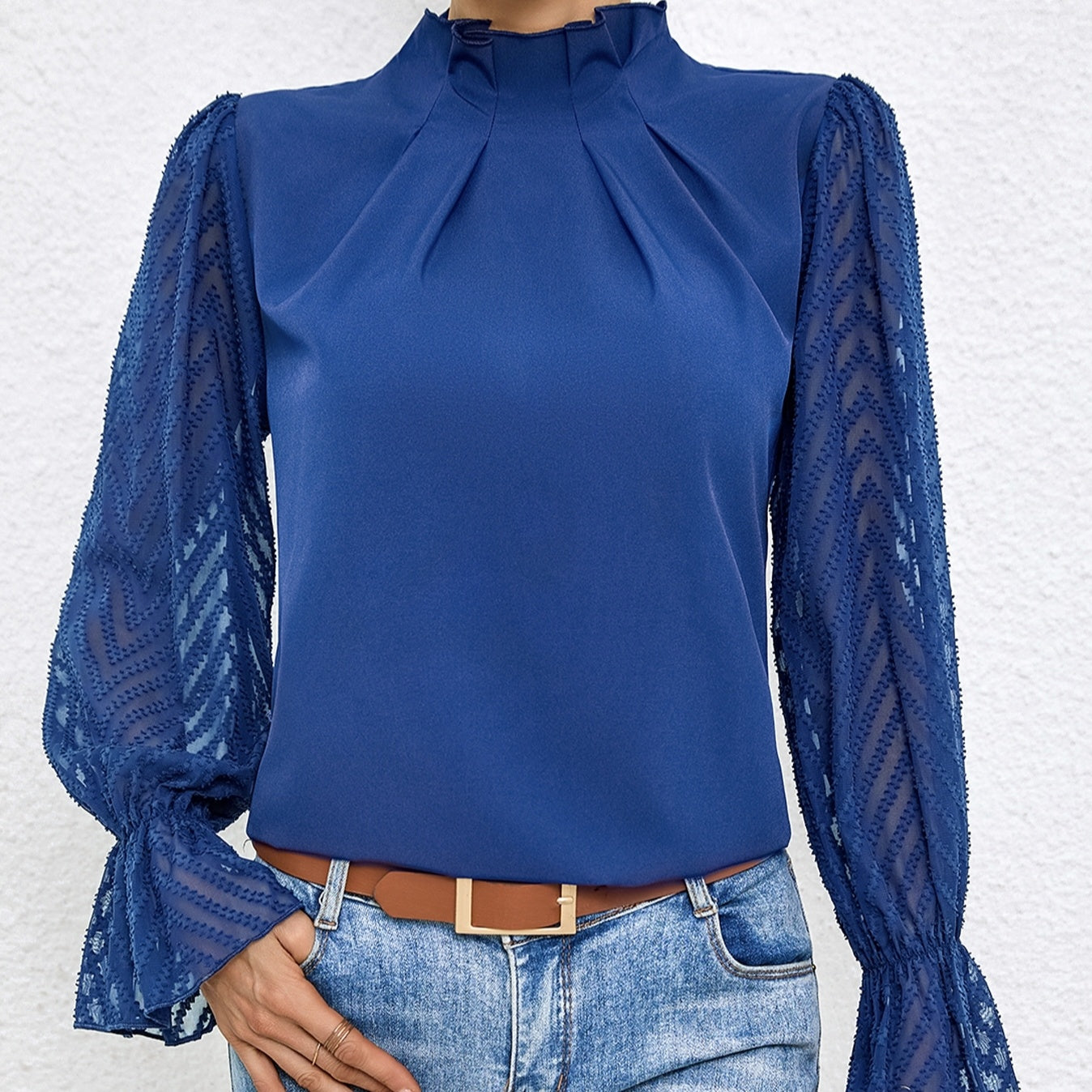 Noirelace Mesh Collar Shirt