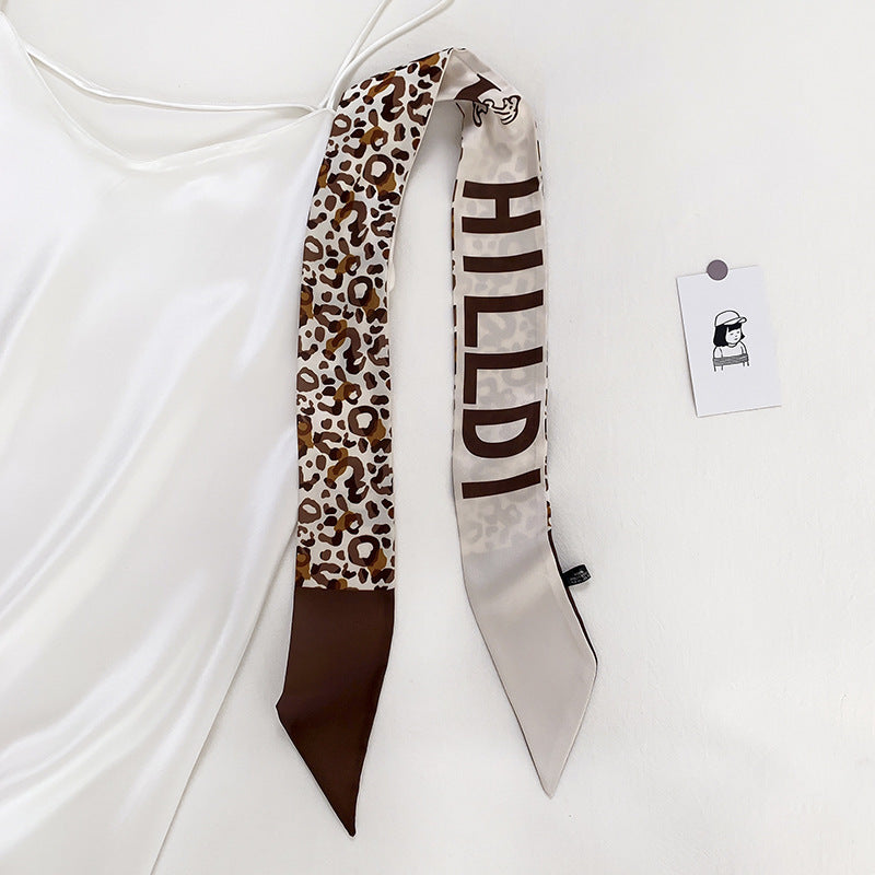 Double-sided Small Streamer Women Long Silk Scarf