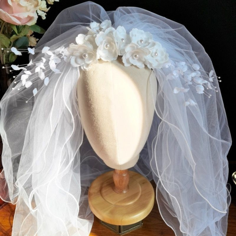 Vintage Port Style Silk Flower Beaded Bridal Headdress